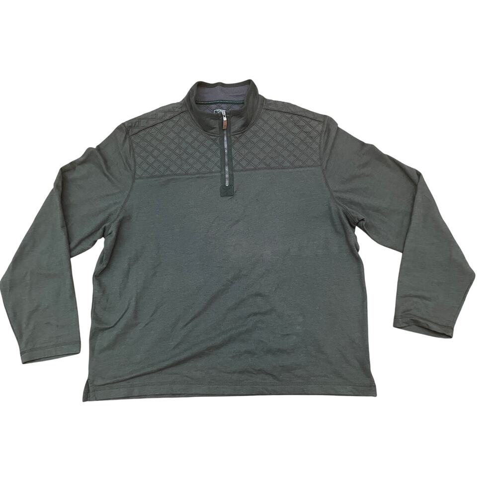 G.H. Bass & Co Mens XXL‎ 1/4 Zip Pullover Army Green Quilted Sweater NWOT